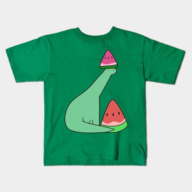 Watermelon Long Neck Dino Kids T-Shirt by saradaboru